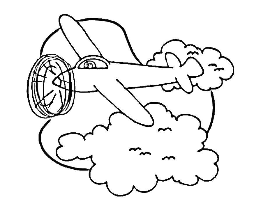 Название: Раскраска Самолет среди облаков. Категория: облака. Теги: небо, облако, самолет.