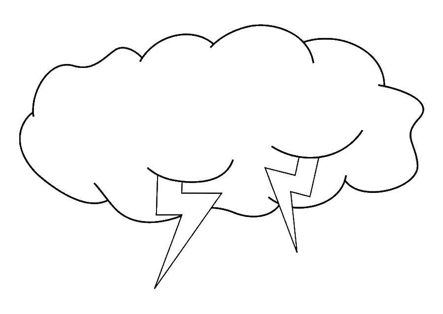 Coloring Cloud with thunderstorm. Category cloud. Tags:  cloud, cloud. lightning, thunderstorm.