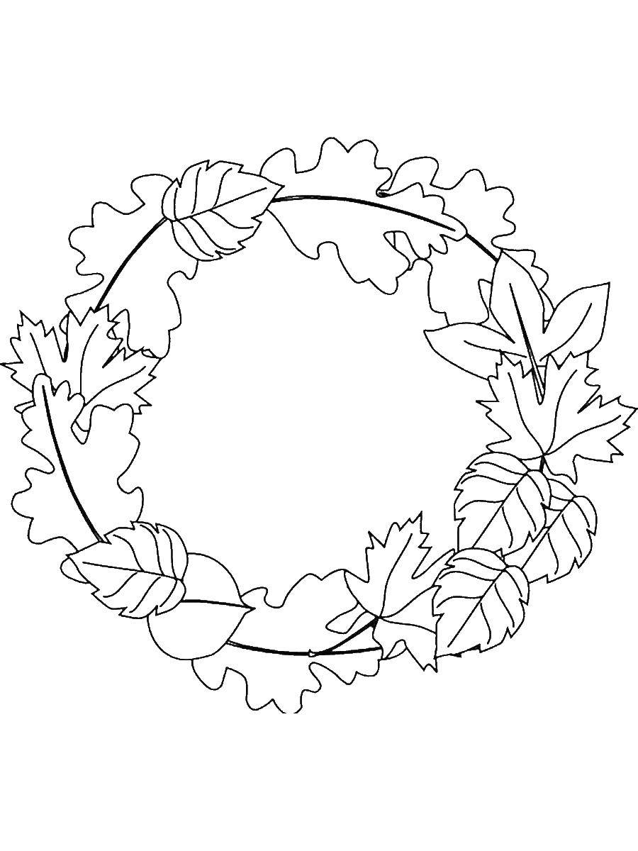 Coloring A wreath of leaves. Category leaves. Tags:  leaves, wreath.
