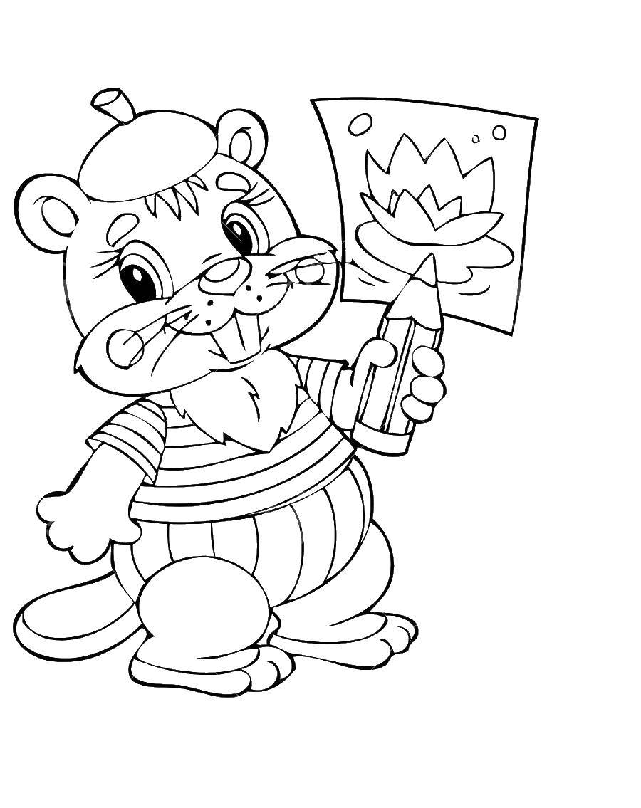 Coloring Beaver pattern. Category Animals. Tags:  animals, beaver.