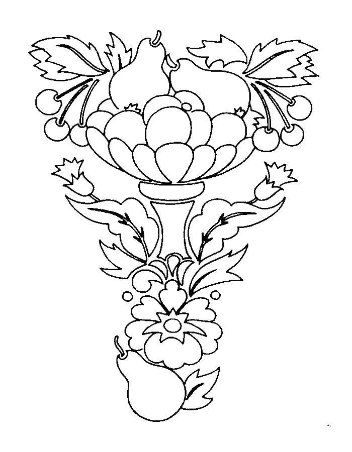 Coloring A bowl of fruit and patterns. Category fruits. Tags:  patterns, fruit.