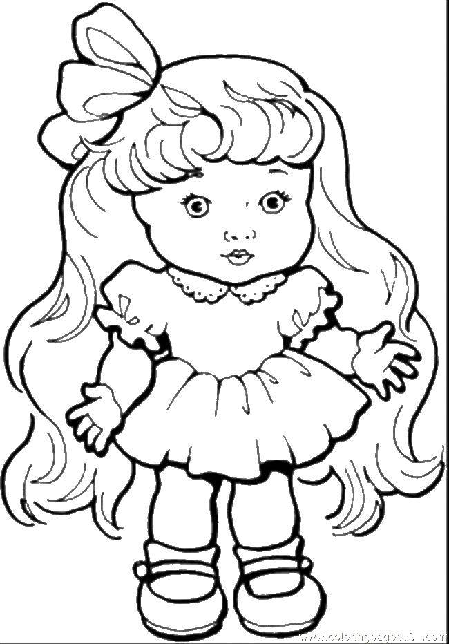 Название: Раскраска Кукла. Категория: одежда и кукла. Теги: кукла, платье, для девочек.