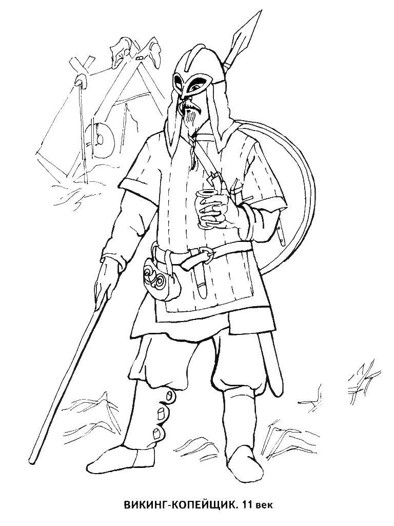 Coloring Viking Spearman. Category peoples of the world. Tags:  the peoples, Viking spearmen.
