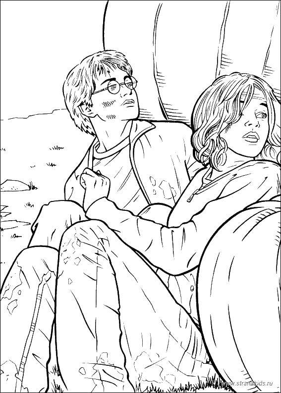 Coloring Harry and Hermione. Category Harry Potter. Tags:  Harry Potter cartoon.