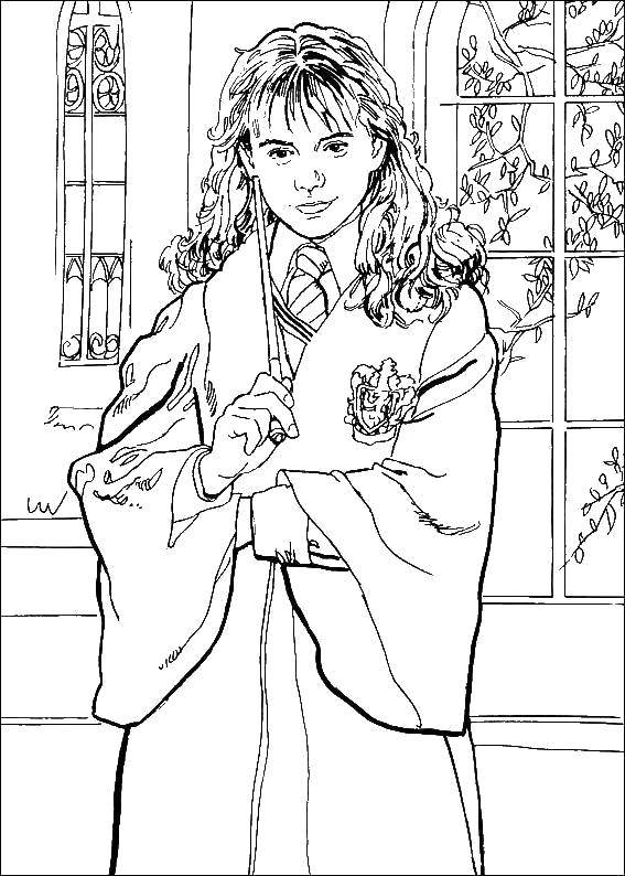 Coloring Hermione Granger. Category Harry Potter. Tags:  Harry Potter cartoon.