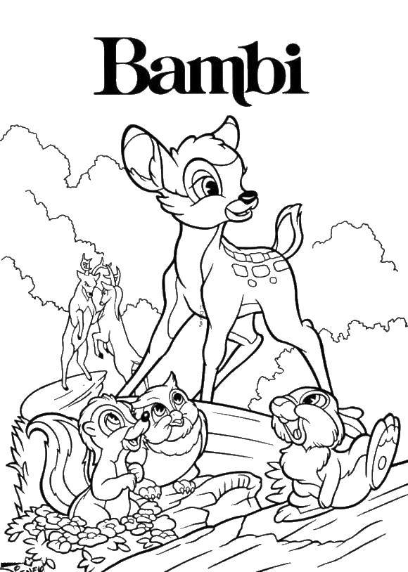 Coloring The deer Bambi. Category Disney cartoons. Tags:  Disney, fawn, Bambi.