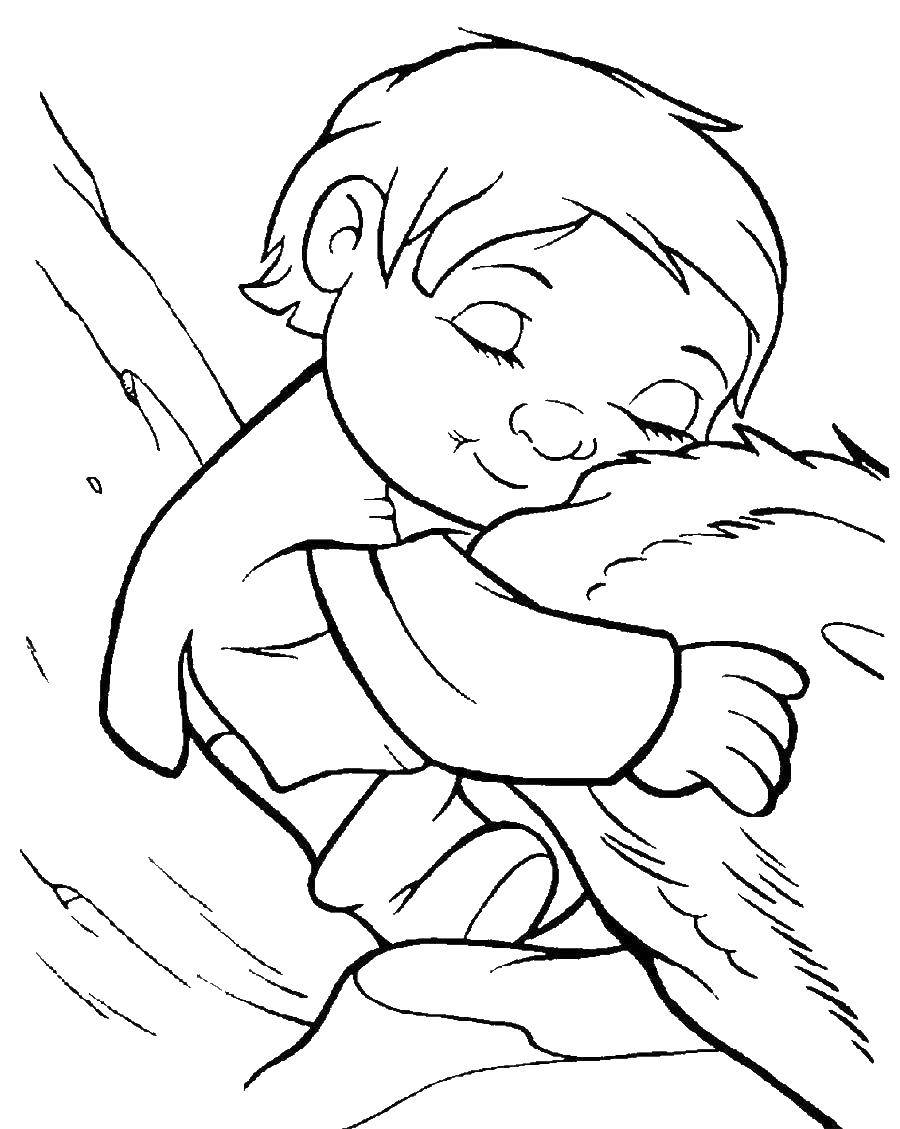 Название: Раскраска Ребенок обнимает синди. Категория: ледниковый период. Теги: ребенок, синди, ледниковый период.