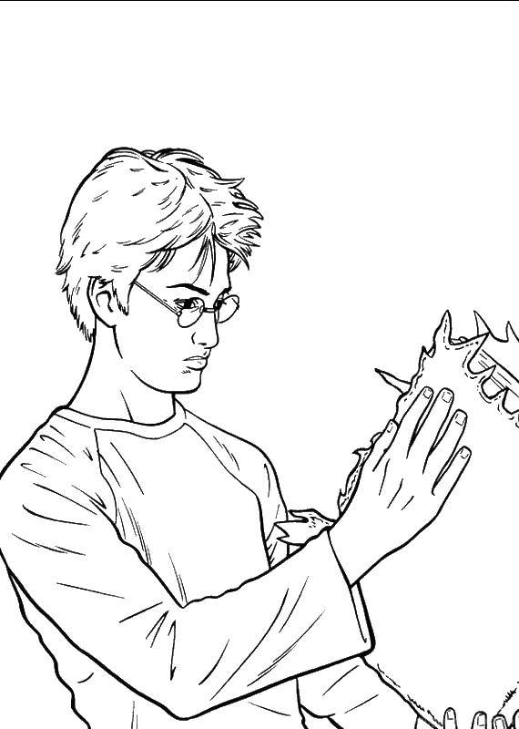 Coloring Harry Potter with a book of horrors. Category Harry Potter. Tags:  Harry Potter cartoon.