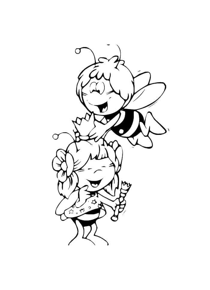 Coloring Maya the bee. Category Beehive. Tags:  Insects, bee.