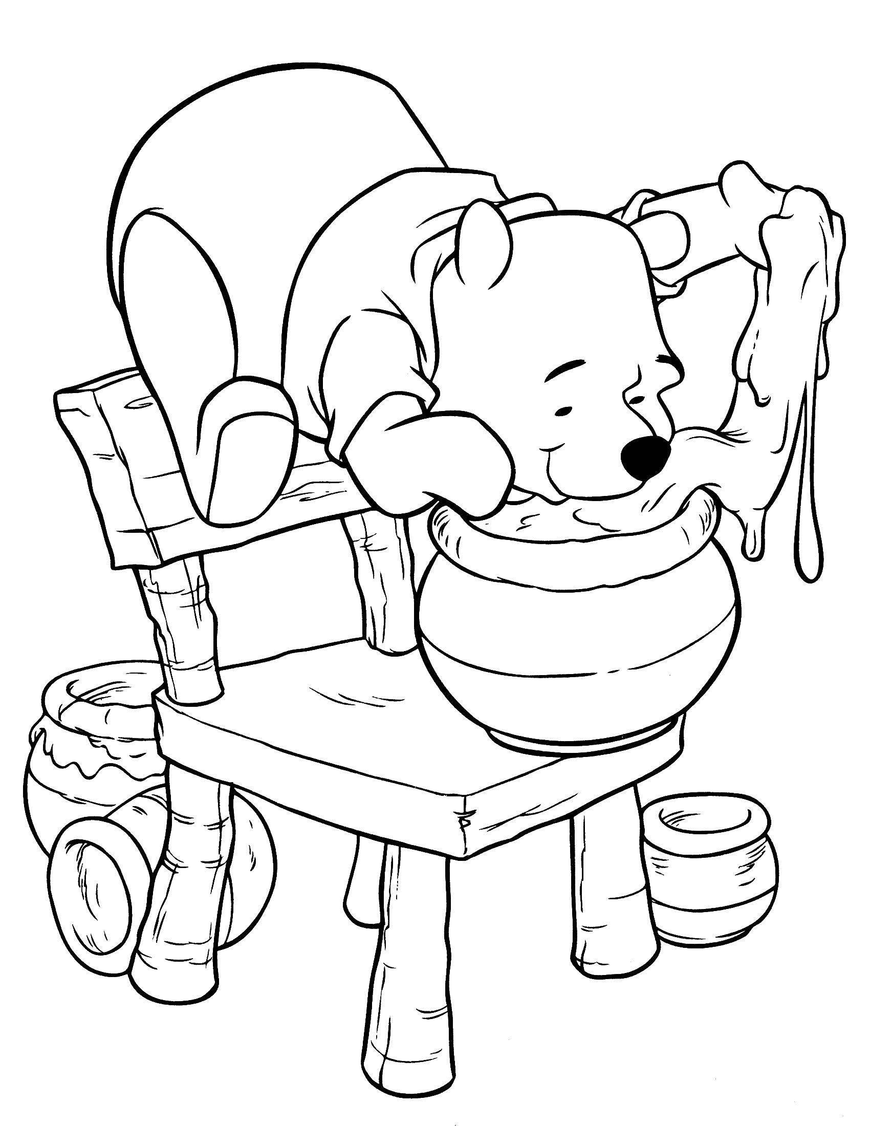 Coloring Winnie the Pooh and the honey. Category Honey. Tags:  Disney honey, Winnie the Pooh.