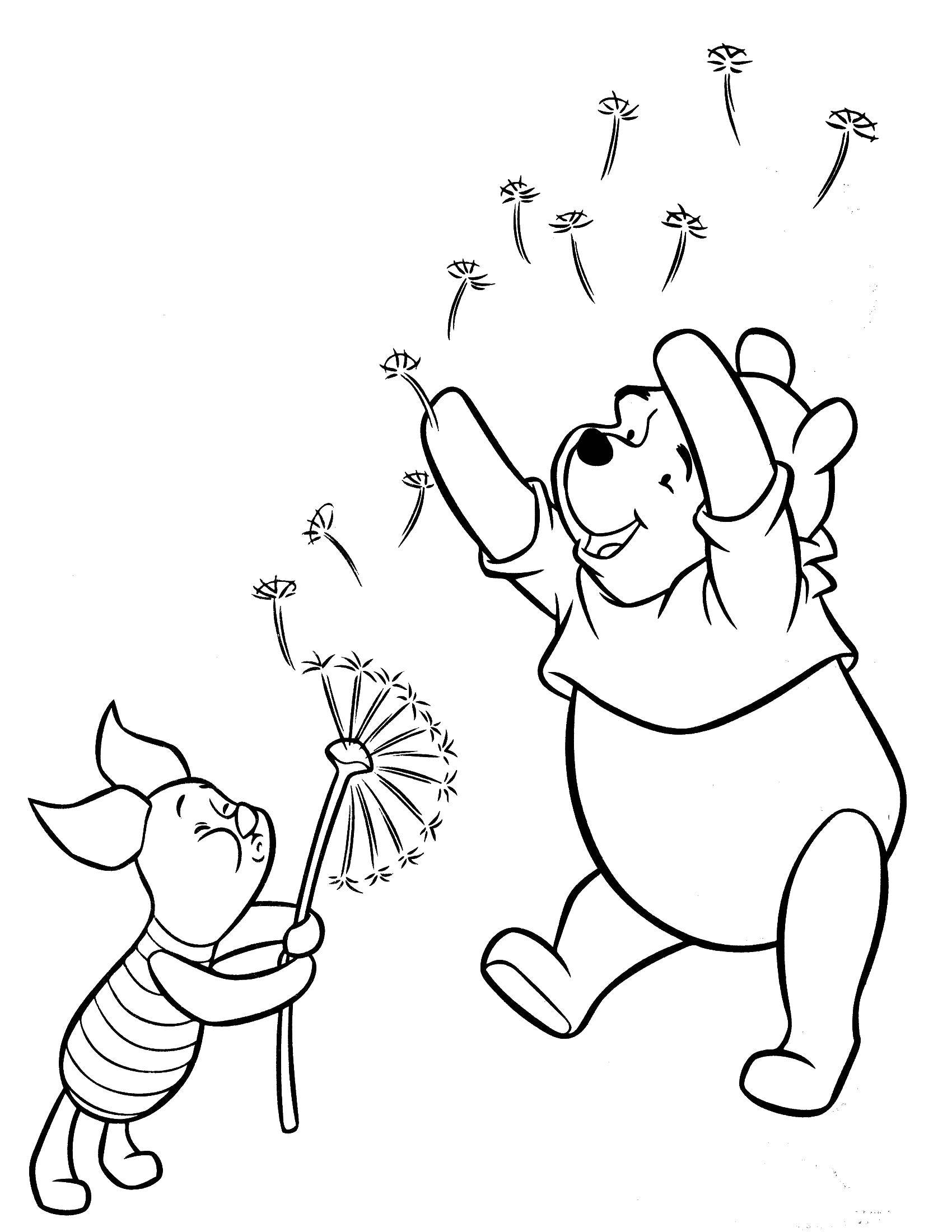 Coloring Winnie the Pooh and Piglet. Category Disney cartoons. Tags:  Disney honey, Winnie the Pooh, Piglet.