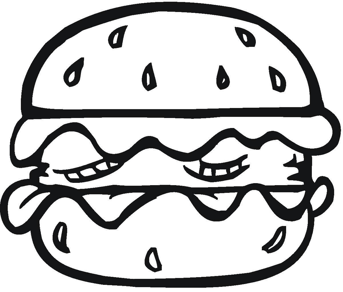 Название: Раскраска Гамбургер. Категория: Еда. Теги: еда, гамбургер, бургер.