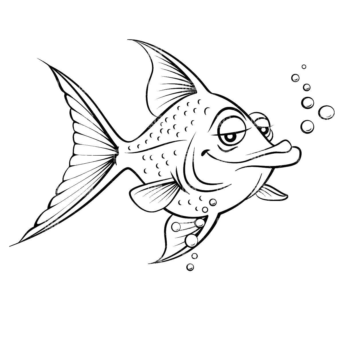 Название: Раскраска Рыбка в воде. Категория: рыбы. Теги: рыбки, море, вода.