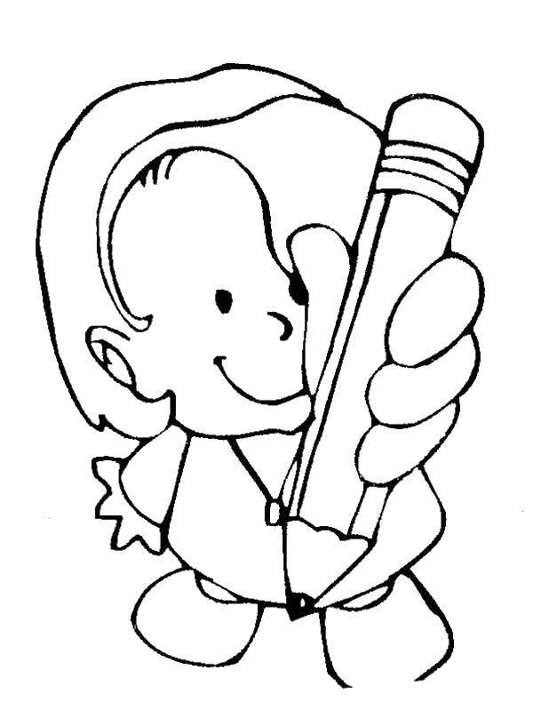 Название: Раскраска Девочка с карандашом. Категория: дети. Теги: дети, девочка.