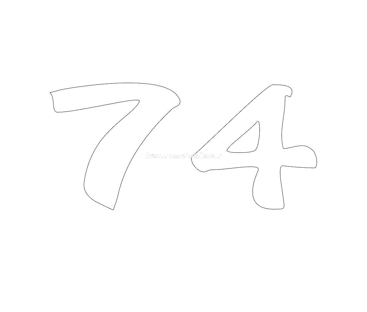 Название: Раскраска Цифры 74. Категория: Цифры. Теги: цифры, числа, 74.