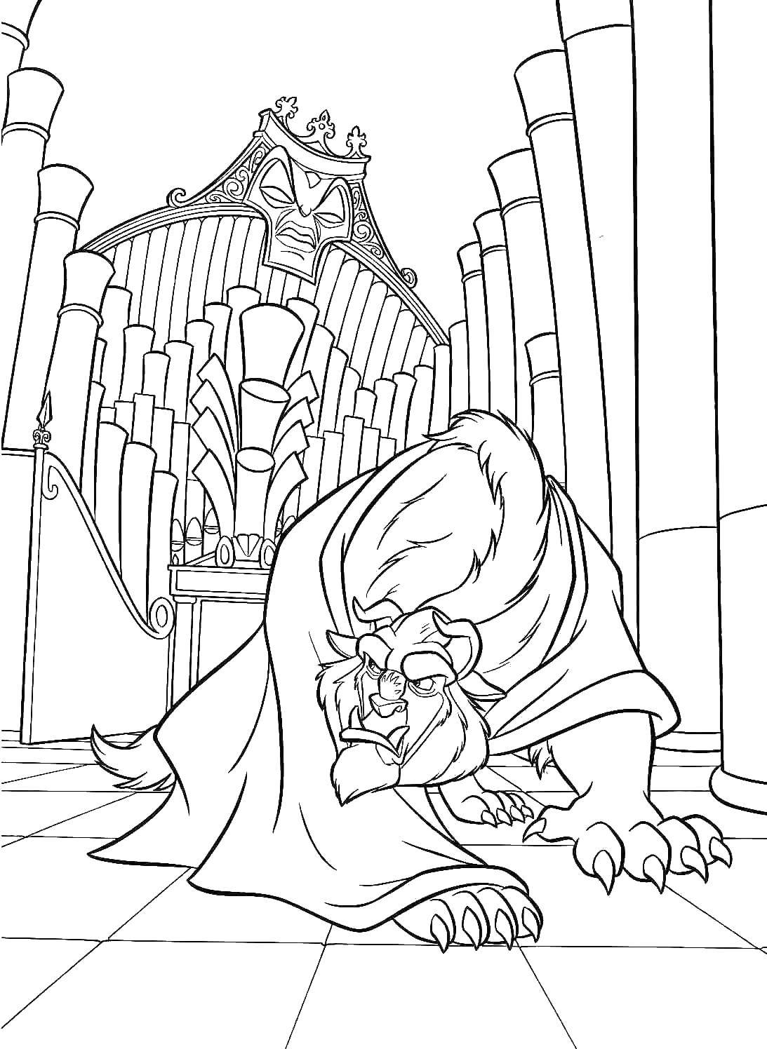 Coloring Beast cartoon beauty and the beast. Category Disney cartoons. Tags:  Disney cartoons, the Beast and Beauty, Princess.