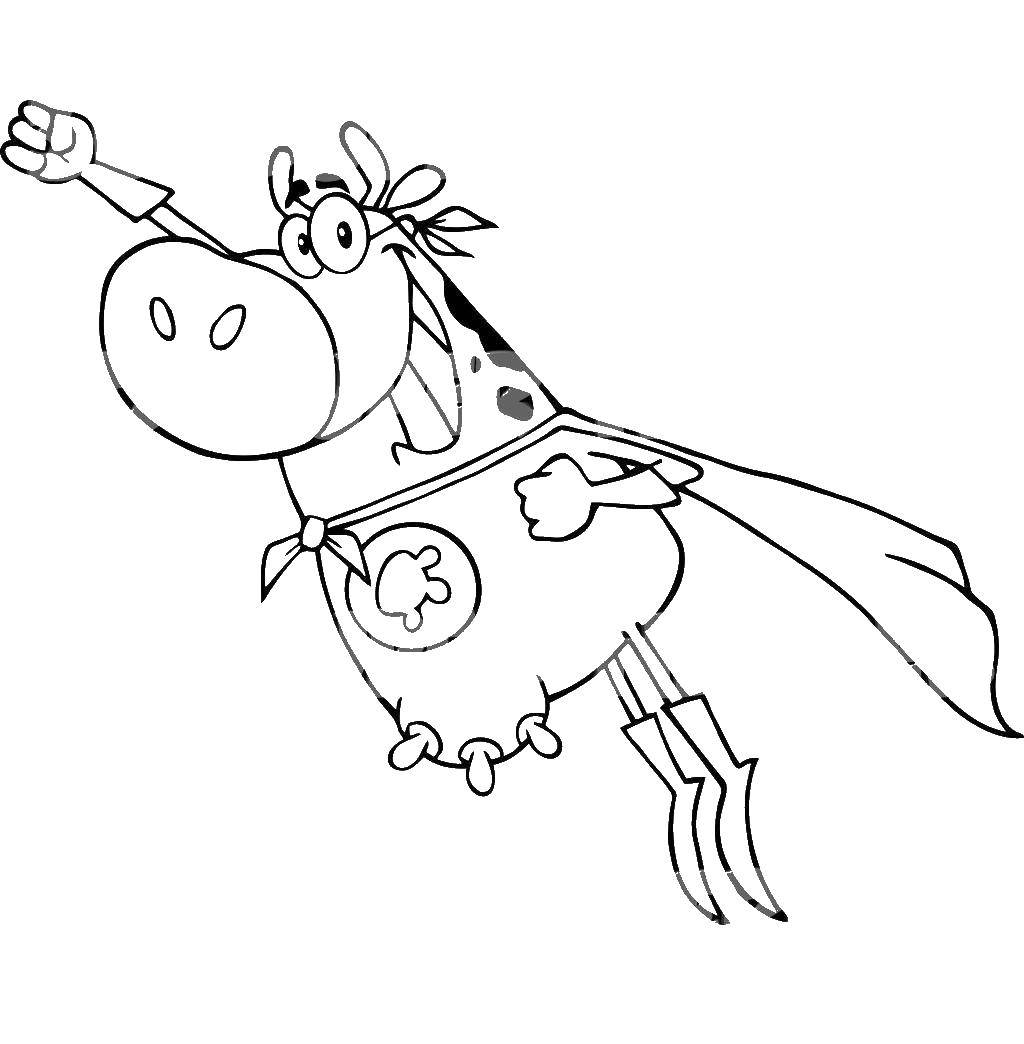 Coloring Flying cow. Category Animals. Tags:  animals, cow.