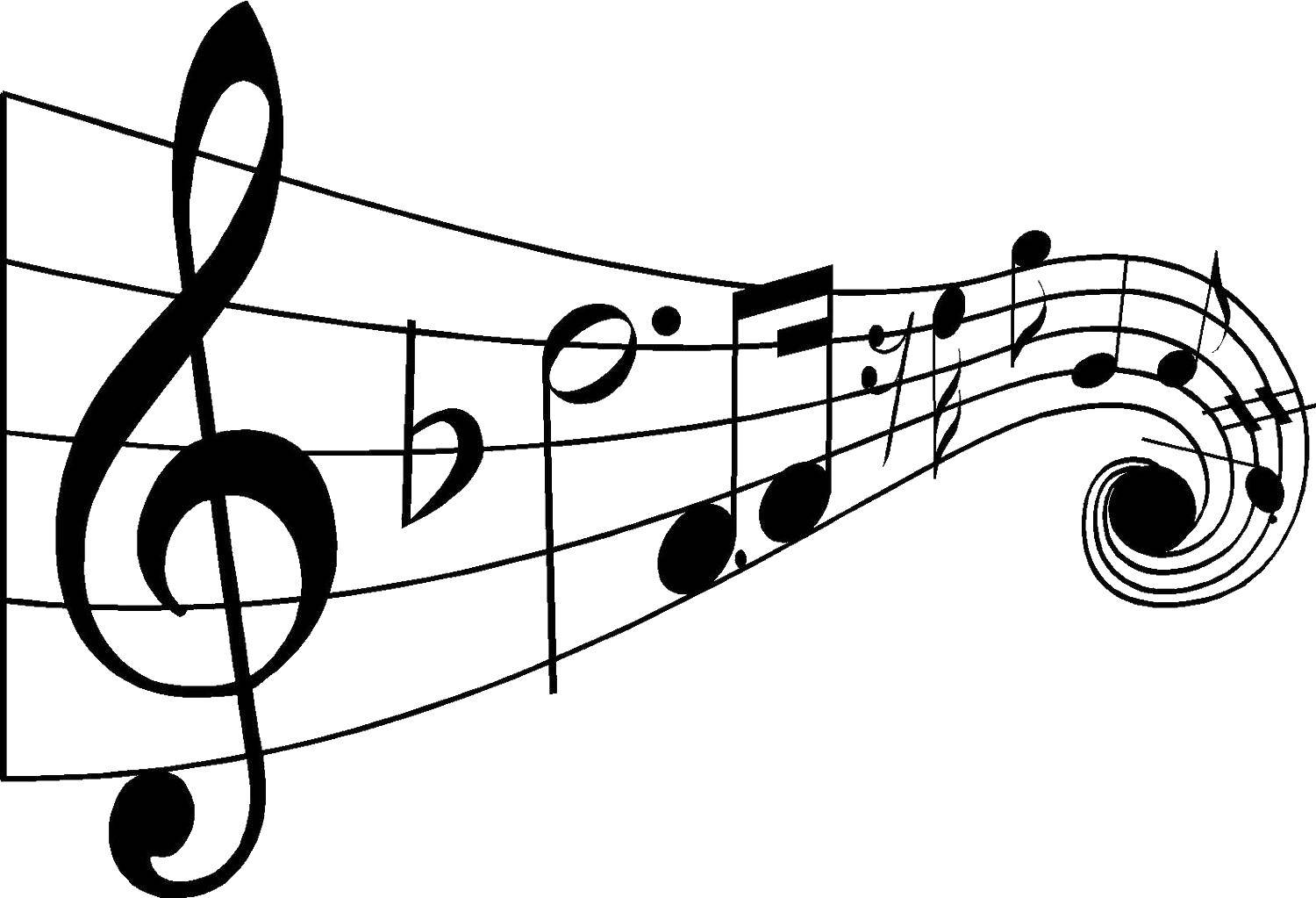 Название: Раскраска Ноты. Категория: музыка. Теги: Музыка, инструмент, музыкант, ноты.