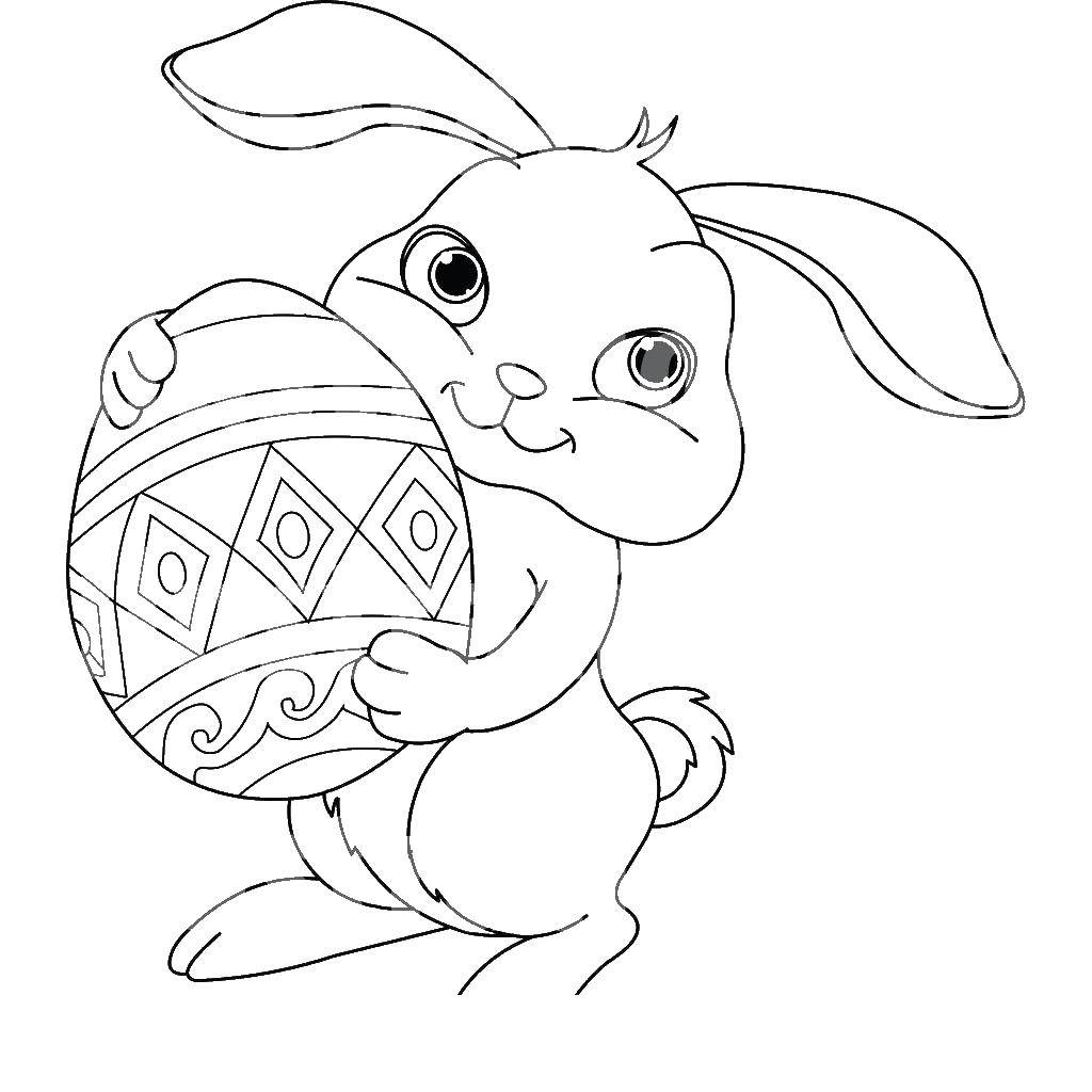 Название: Раскраска Зайка с яйцом. Категория: Животные. Теги: животные, заяц, яйцо.