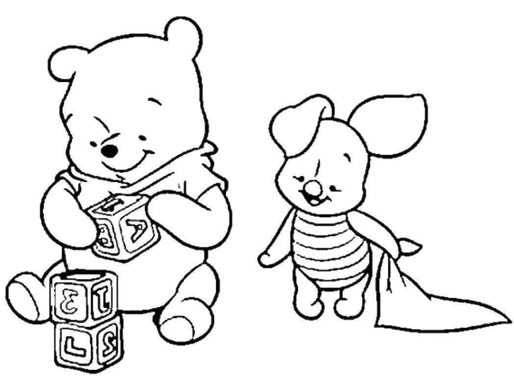 Coloring Winnie the Pooh and Piglet. Category Disney cartoons. Tags:  Disney cartoons, Winnie the Pooh, Piglet.