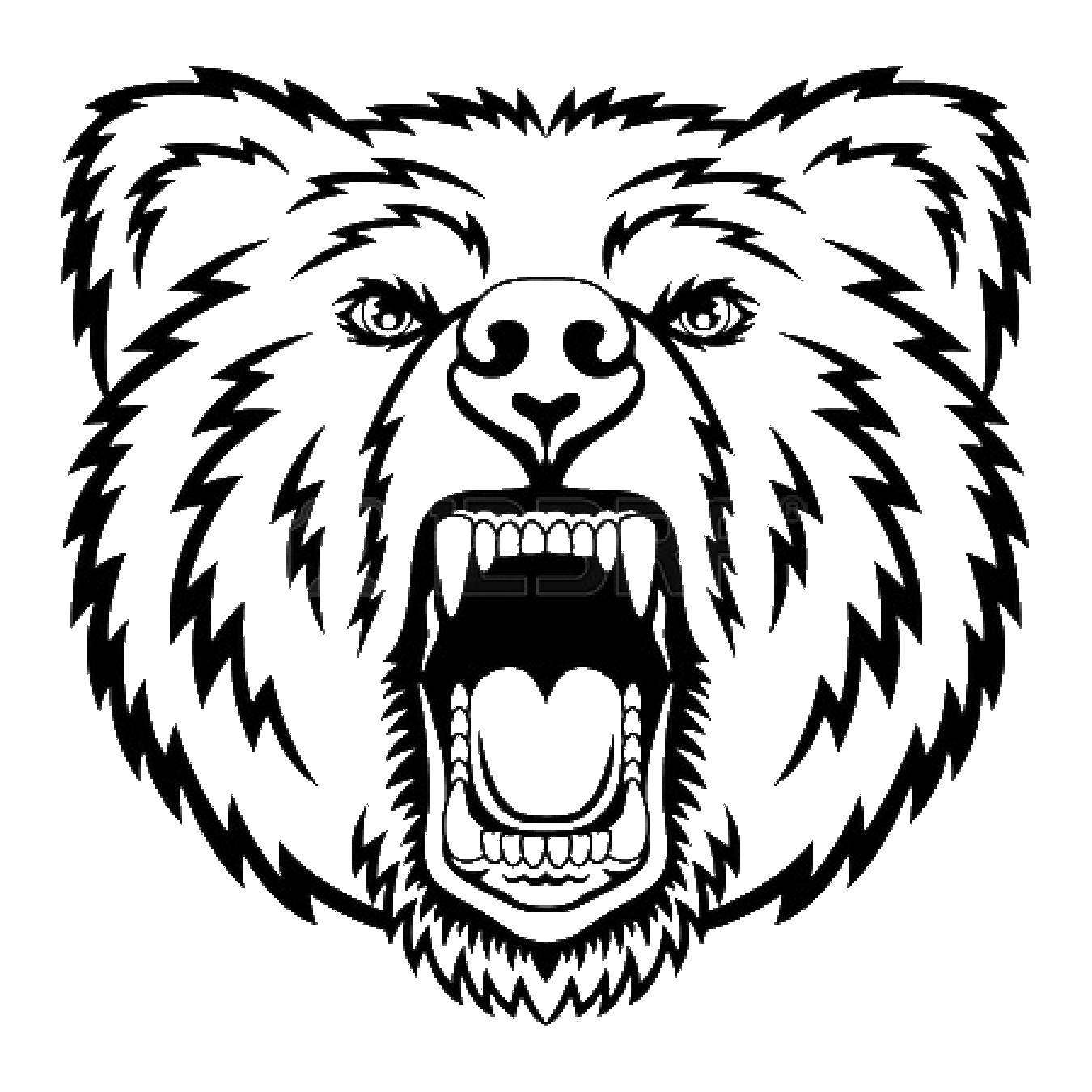 Название: Раскраска Грозный медведь. Категория: Контур медведя для вырезания. Теги: Животные, медведь.