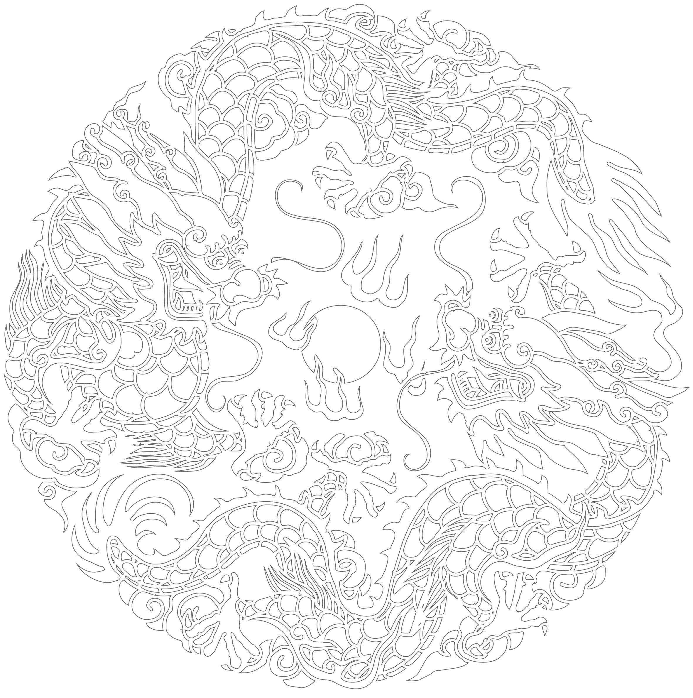 Coloring Chinese pattern. Category patterns. Tags:  Patterns, people.
