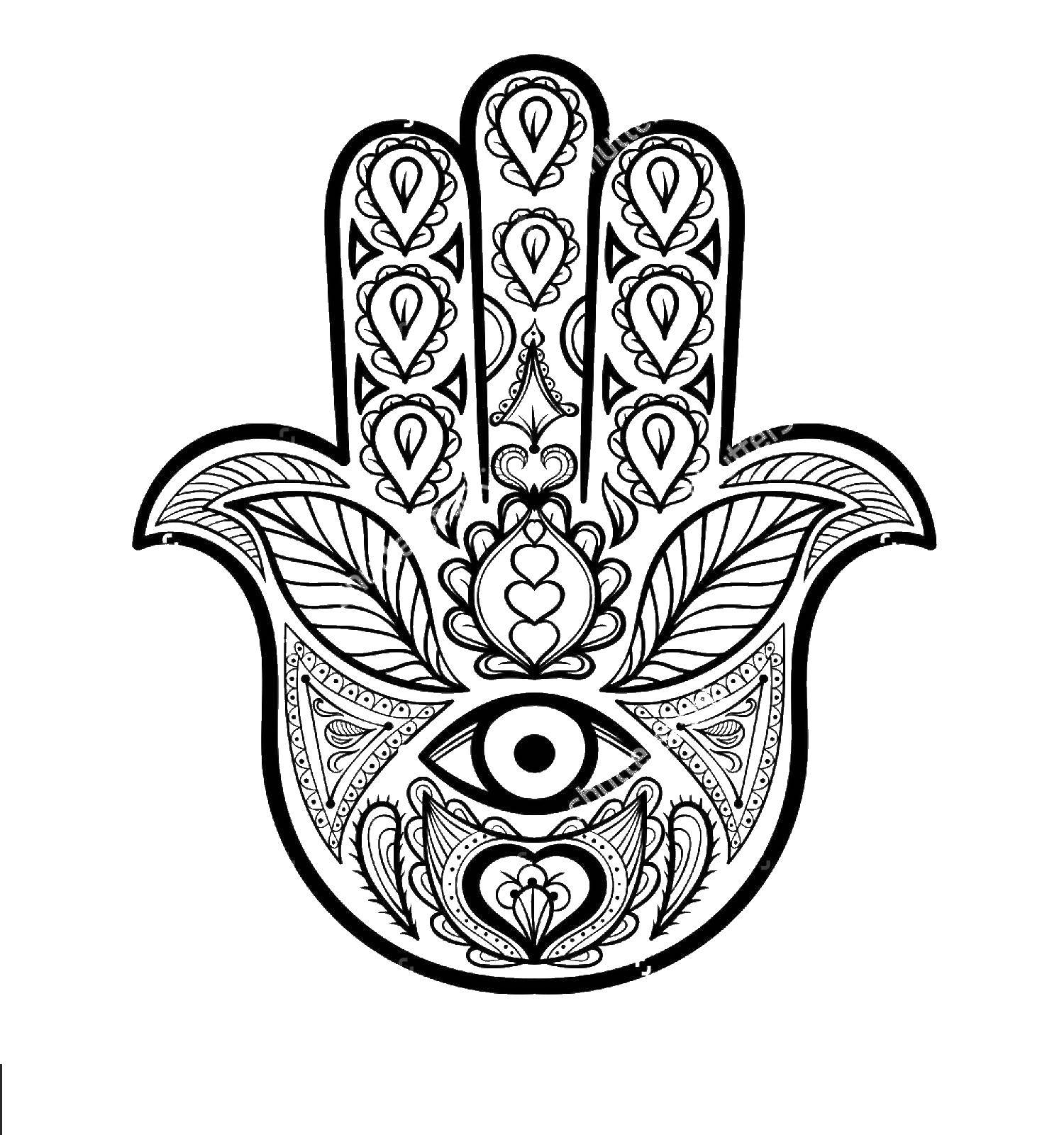 Coloring Patterned hand. Category The contour of the hands and palms to cut. Tags:  Patterns, ethnic.