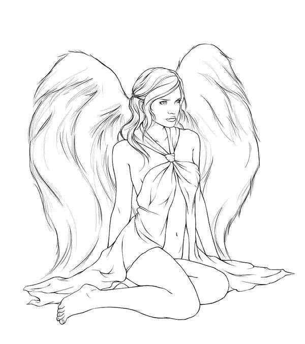 Coloring Beautiful angel. Category angels. Tags:  Angel .