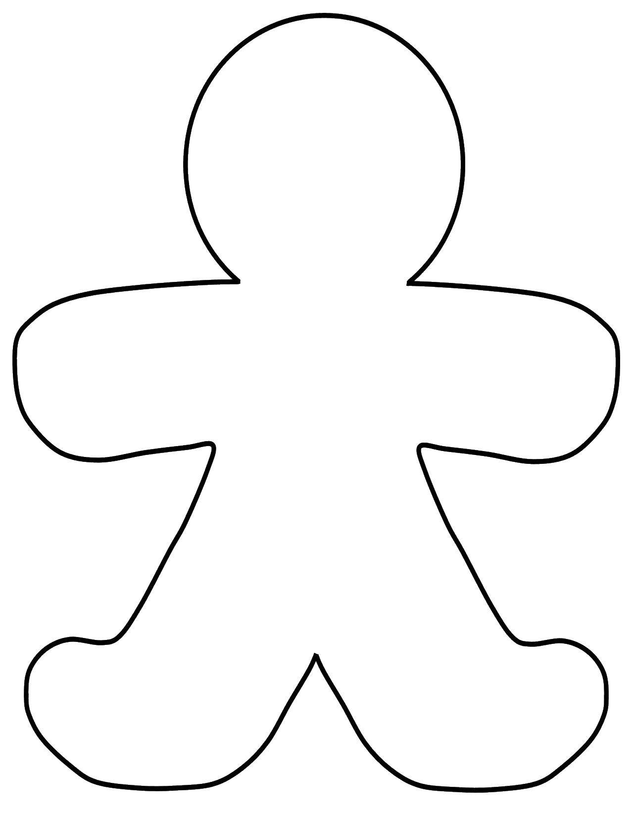Coloring The gingerbread man. Category The contours of a person to cut. Tags:  Outline .