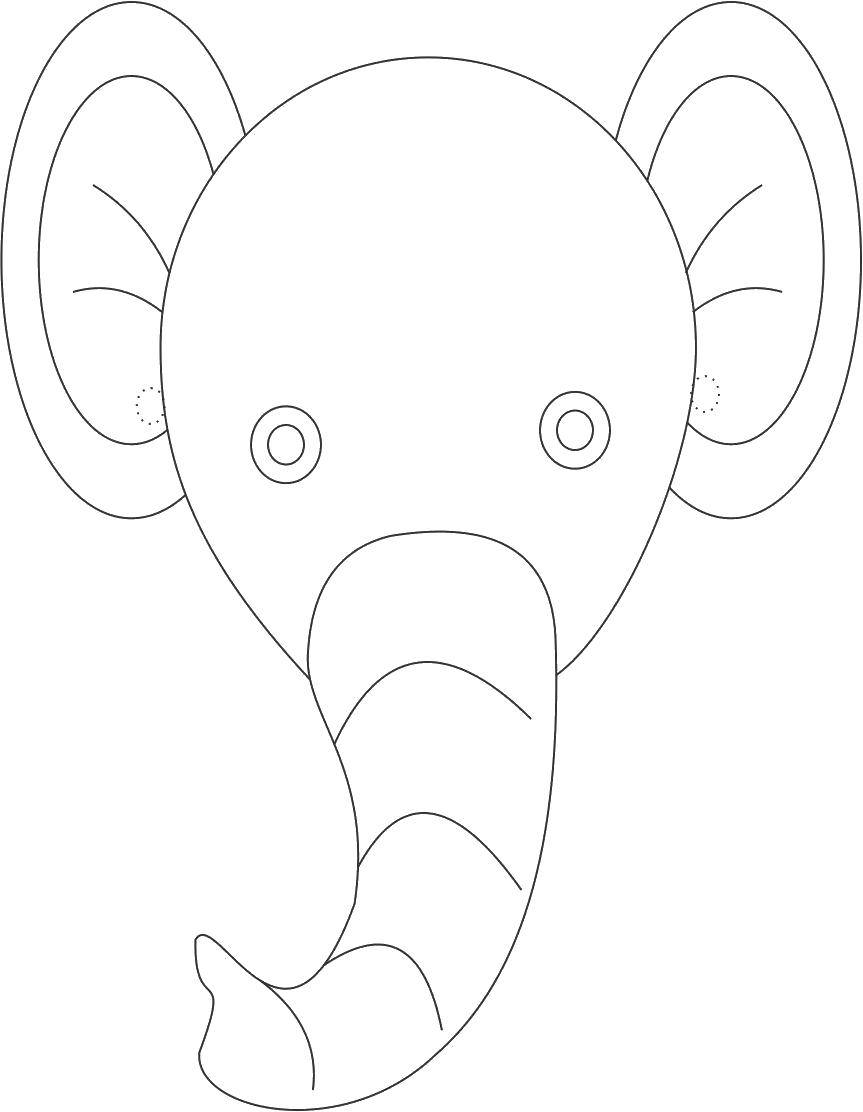 Название: Раскраска Слоник. Категория: контуры слона для вырезания. Теги: Животные, слоненок.