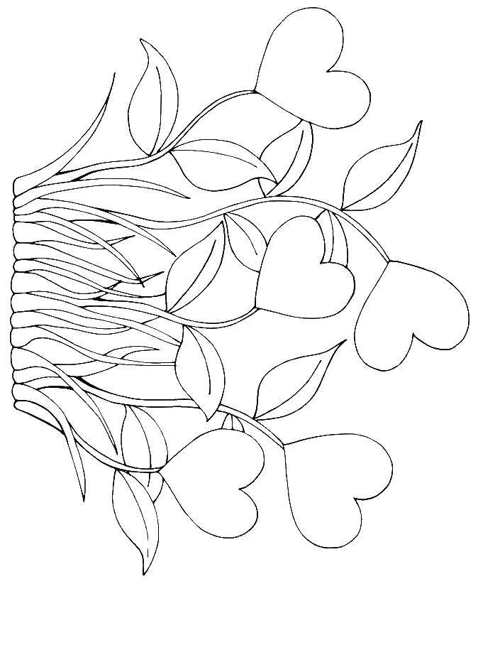 Coloring Flowers hearts. Category flowers. Tags:  Flowers, heart.