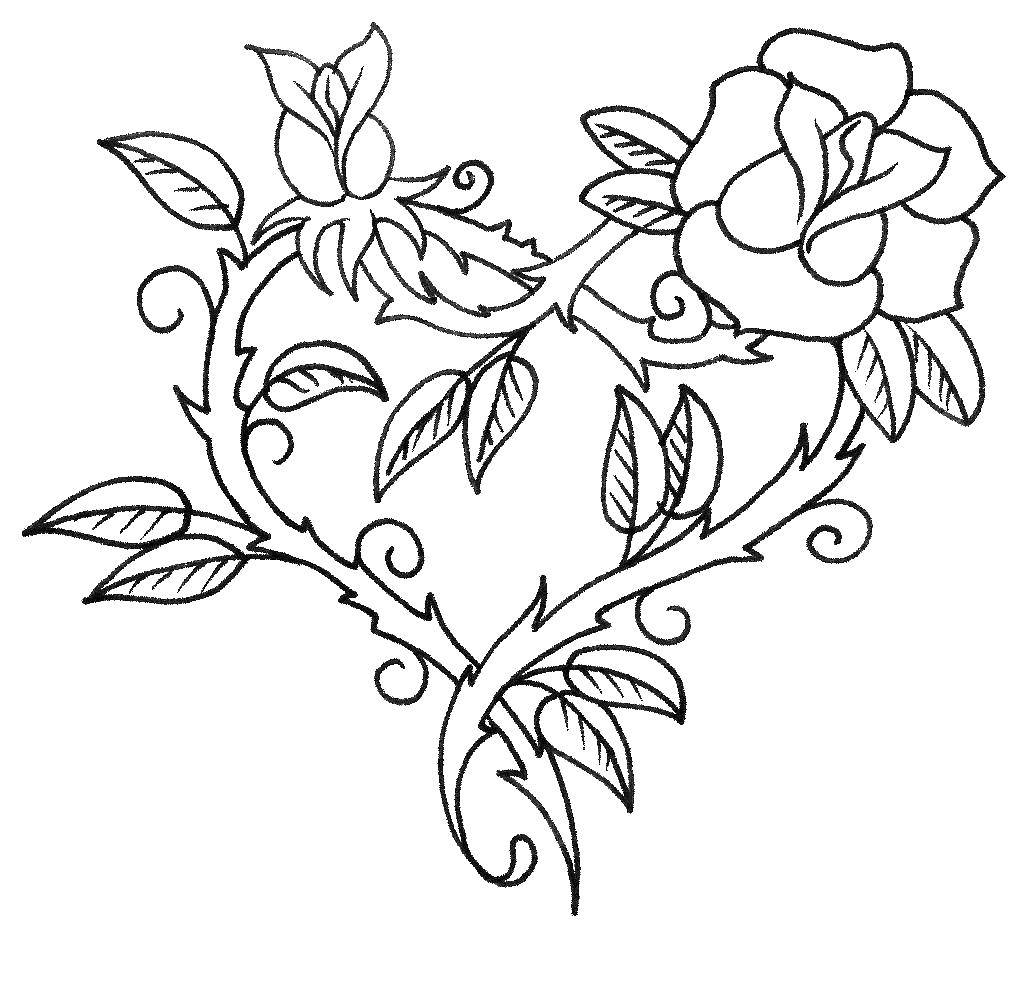 Название: Раскраска Сердце из роз. Категория: цветы. Теги: Цветы, розы.