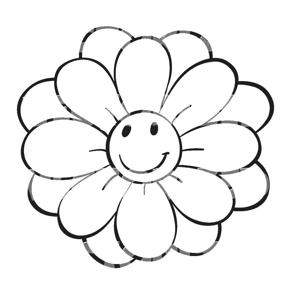 Coloring Cheerful flower. Category Coloring pages for kids. Tags:  Flowers.