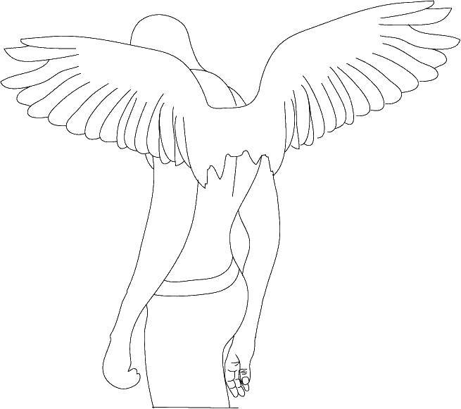 Название: Раскраска Крылья ангела. Категория: Контуры ангела для вырезания. Теги: Ангел.