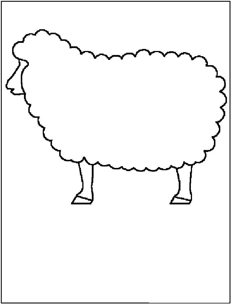 Название: Раскраска Овечка. Категория: Контур овечки для вырезания. Теги: Животные, овечка.