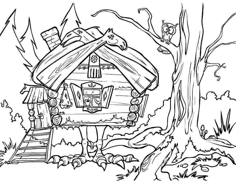 Coloring The hut of the old woman. Category that old woman. Tags:  the old woman, the grandmother, the house.