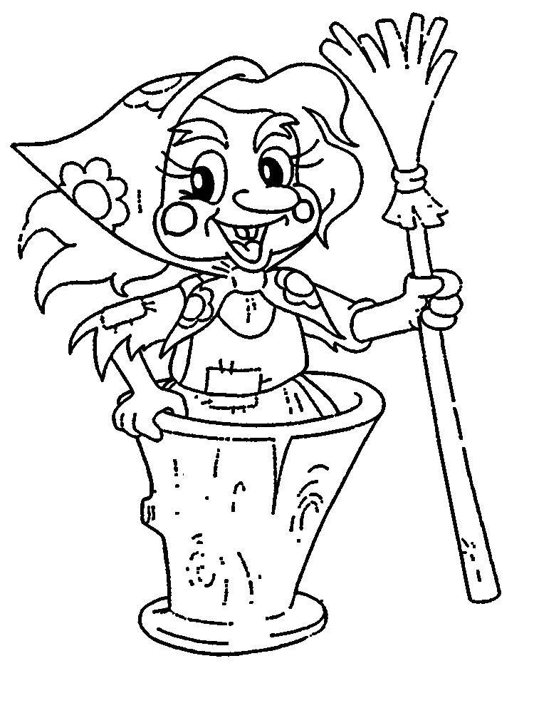 Coloring The old woman with the broom. Category that old woman. Tags:  that old woman, witch, broom.