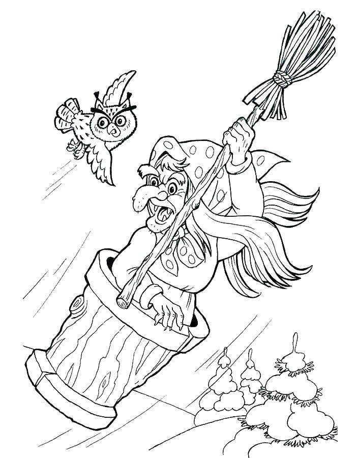 Coloring The old witch. Category that old woman. Tags:  that old woman, witch, broom.