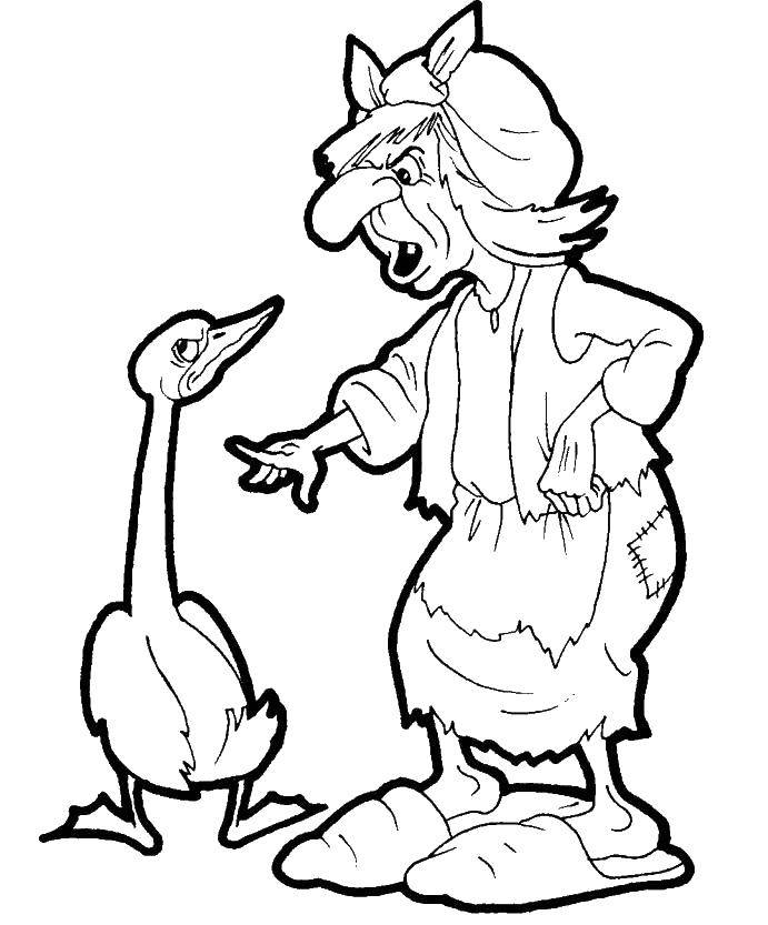 Coloring The old woman and the goose. Category that old woman. Tags:  old, grandma, Gus.