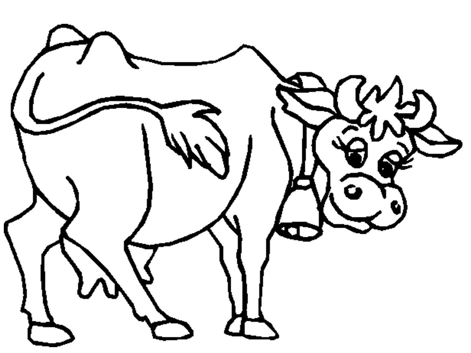 Название: Раскраска Корова с колокольчиком. Категория: домашние животные. Теги: корова, колокольчик.