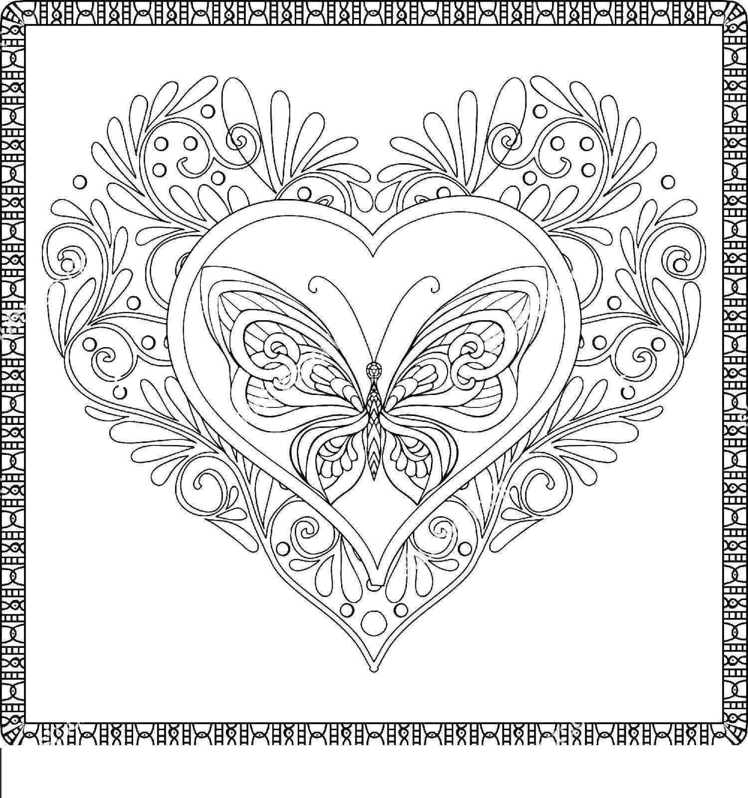 Coloring Pattern with butterfly. Category patterns. Tags:  Patterns, hearts.