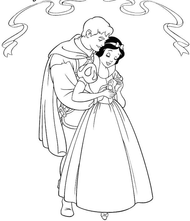 Coloring Snow white with Prince. Category Disney cartoons. Tags:  Disney, Snow White.
