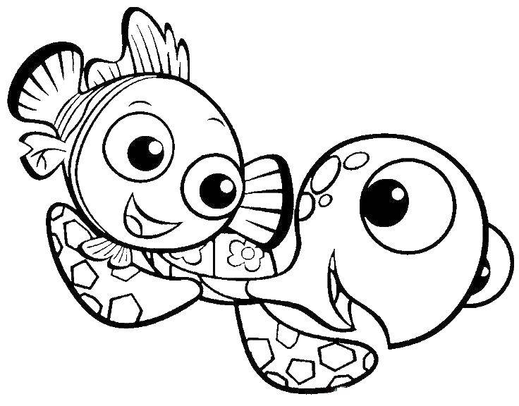 nemo sea turtle coloring page