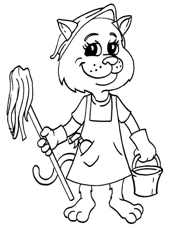 Coloring Cat lady. Category Cleaning . Tags:  Cleaning .