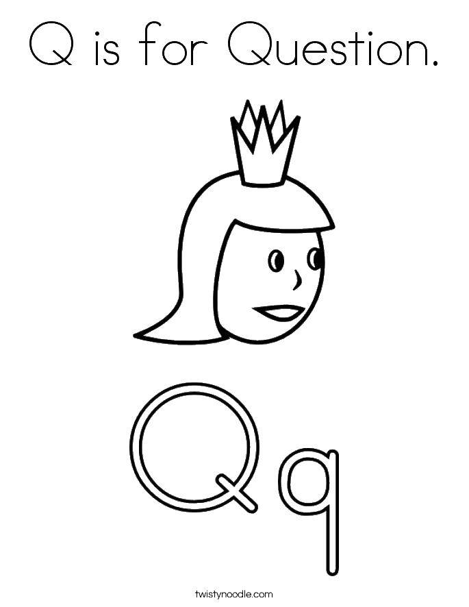 Название: Раскраска Q is for question. Категория: Английский. Теги: Q is for question.