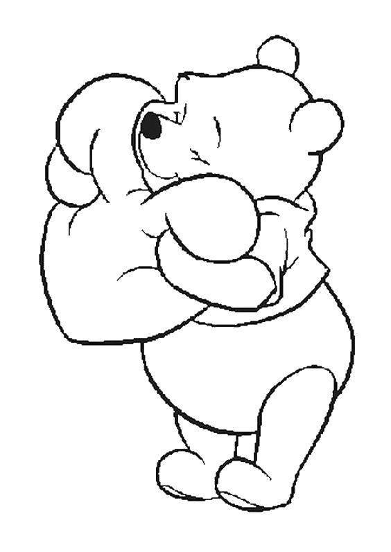 Coloring Winnie the Pooh with a heart. Category Cartoon character. Tags:  Cartoon character, Winnie the Pooh.