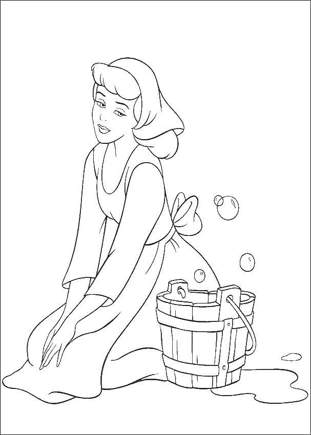 Coloring Cinderella washes the floor. Category Cleaning . Tags:  Disney, Cinderella.