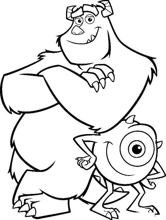 Coloring Mike and Sally. Category coloring monsters Inc. Tags:  Monsters Inc., cartoon.
