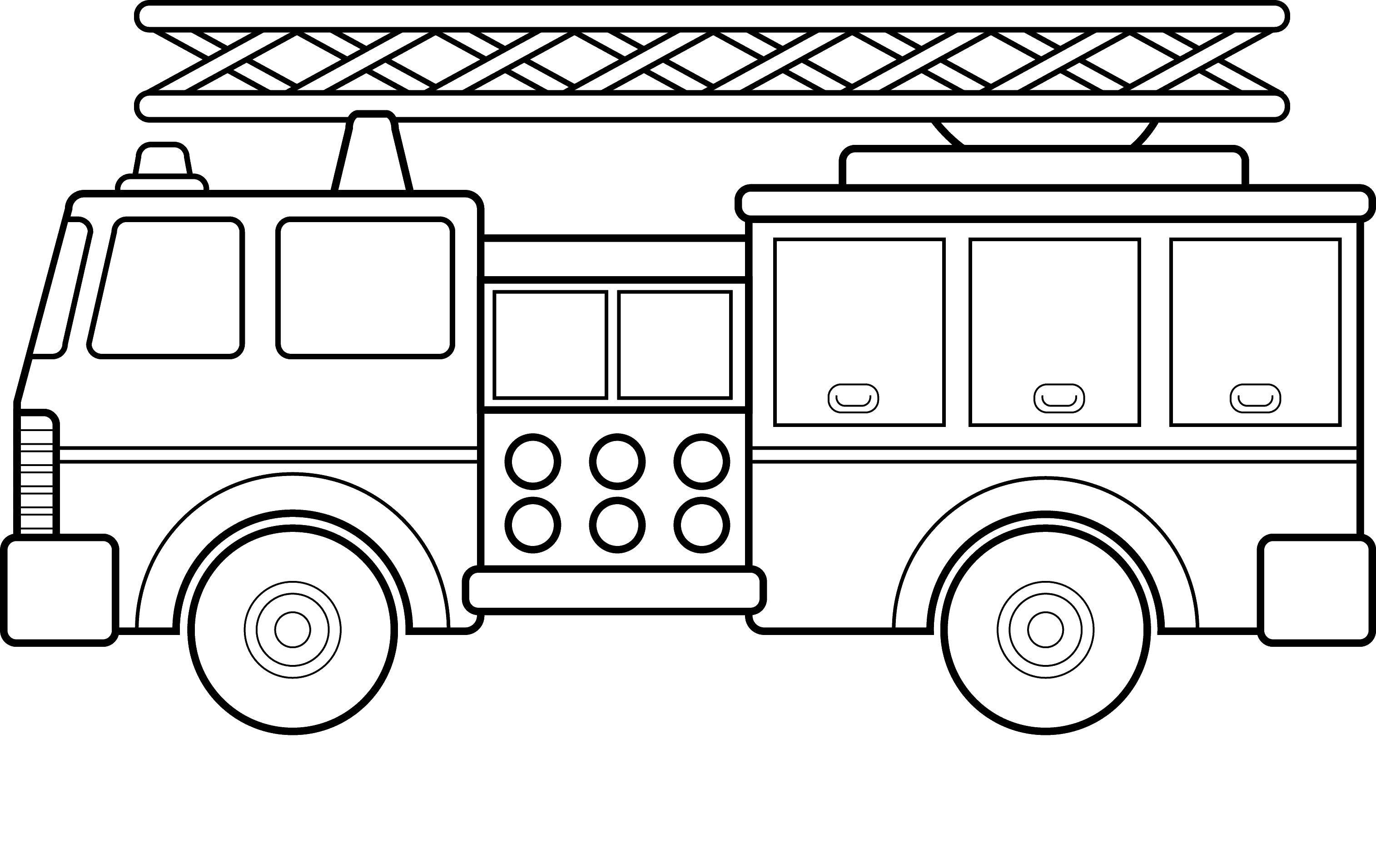 Название: Раскраска Пожарная машина. Категория: транспорт. Теги: Транспорт, машина.