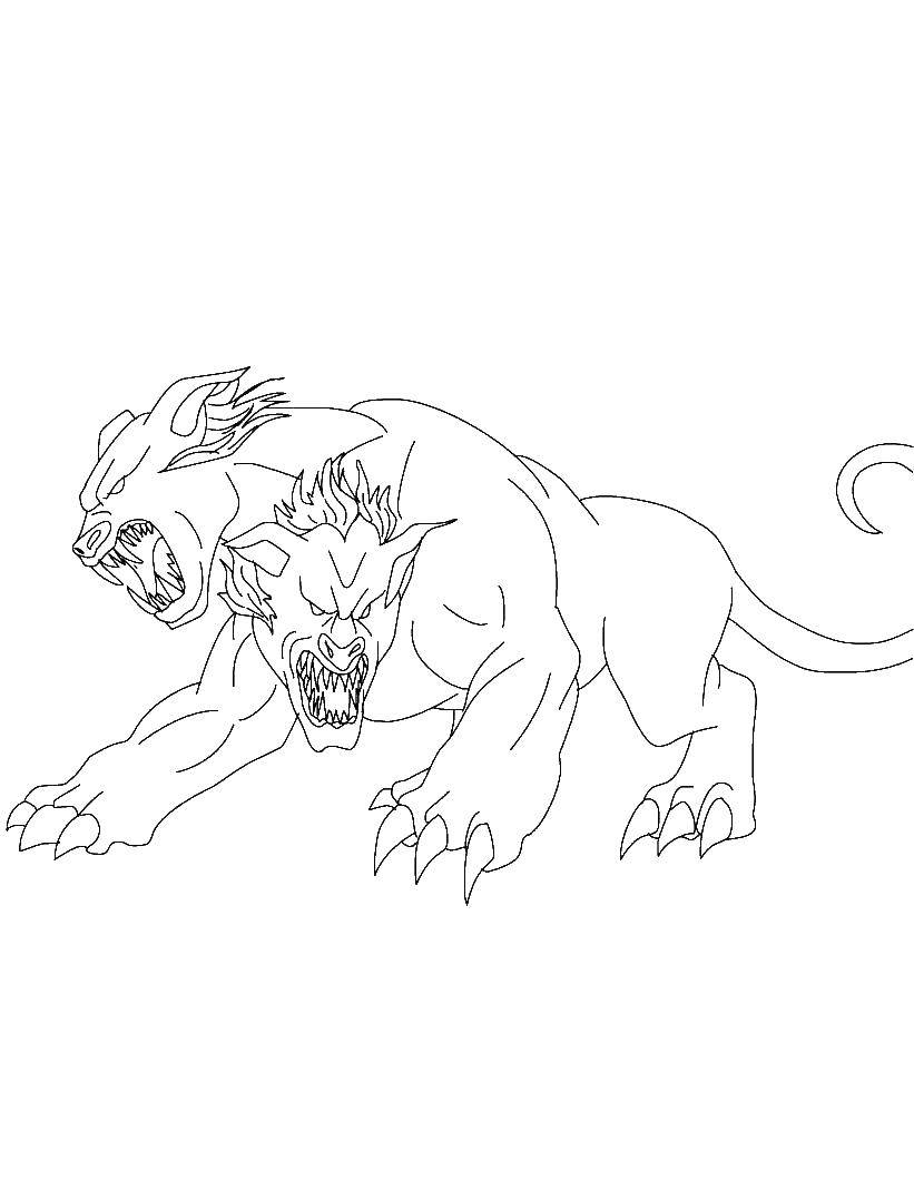 Coloring Cerberus. Category Animals. Tags:  Animals, dog.